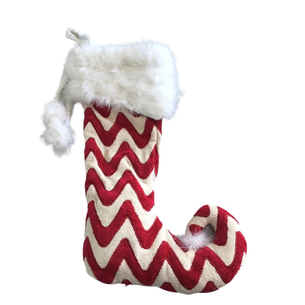 Bombay Kids Christmas Stocking Red and White with White Fur trim